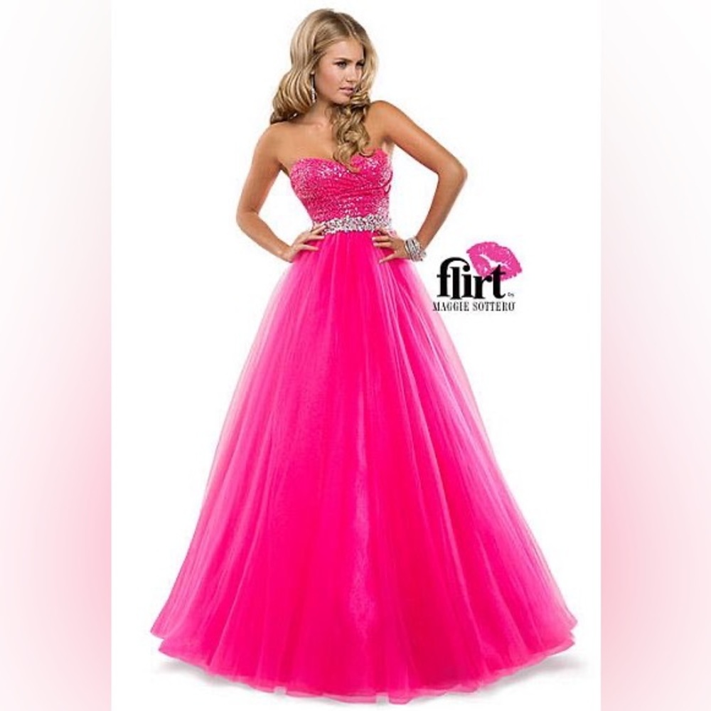 FLIRT BY MAGGIE SOTERRO PINK  SEQUIN EVENING DRESS GOWN PROM DRESS  ALTERED